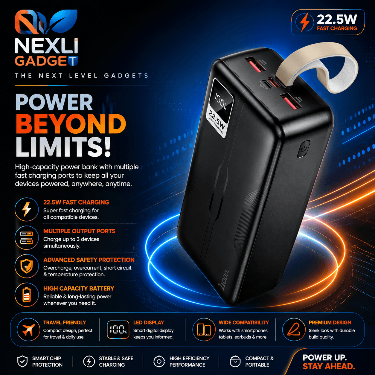 Hoco MMJ-25 Resolute 22.5W Fast Charging Power Bank – 30000mAh